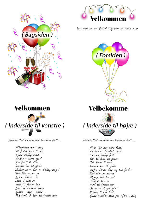 Velkommen – Fødselsdag – fra 1 person – nr 1 - Festsange med mere