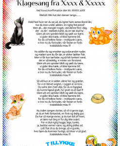 Klagesang fra katten - tekstforslag nr 1 - flere katte -  Konfirmation - Dreng