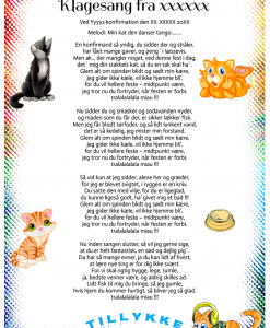 Klagesang fra katten - tekstforslag nr 1 -  Konfirmation - Pige