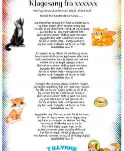 Klagesang fra katten - tekstforslag nr 3 -  Konfirmation