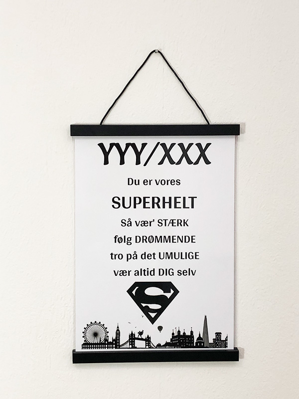 Plakat til konfirmation - Superhelt